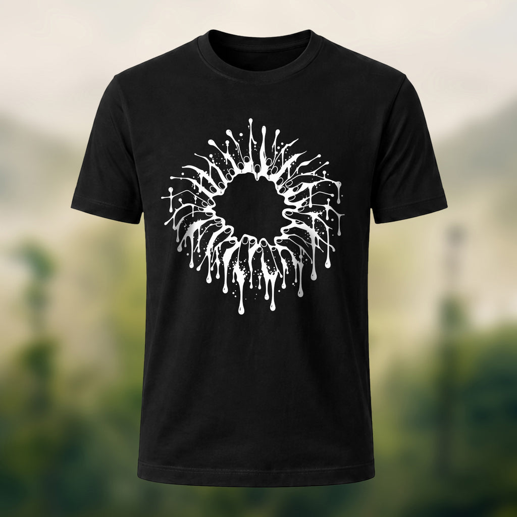Gothic Severed Fingers Combed Cotton T-Shirt Black