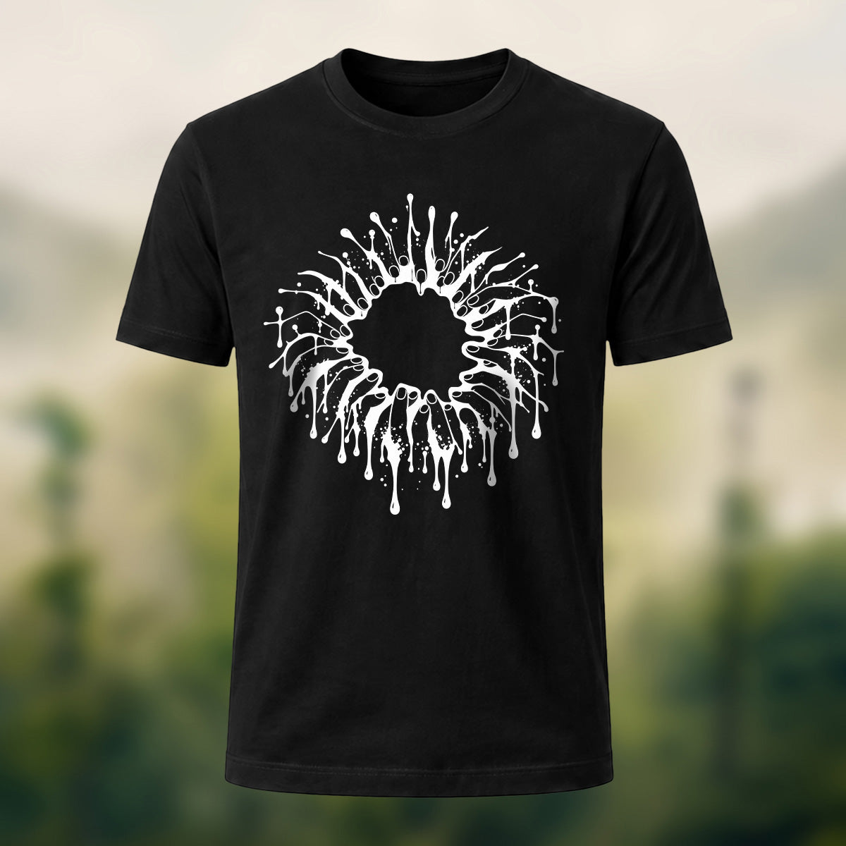 Gothic Severed Fingers Combed Cotton T-Shirt Black