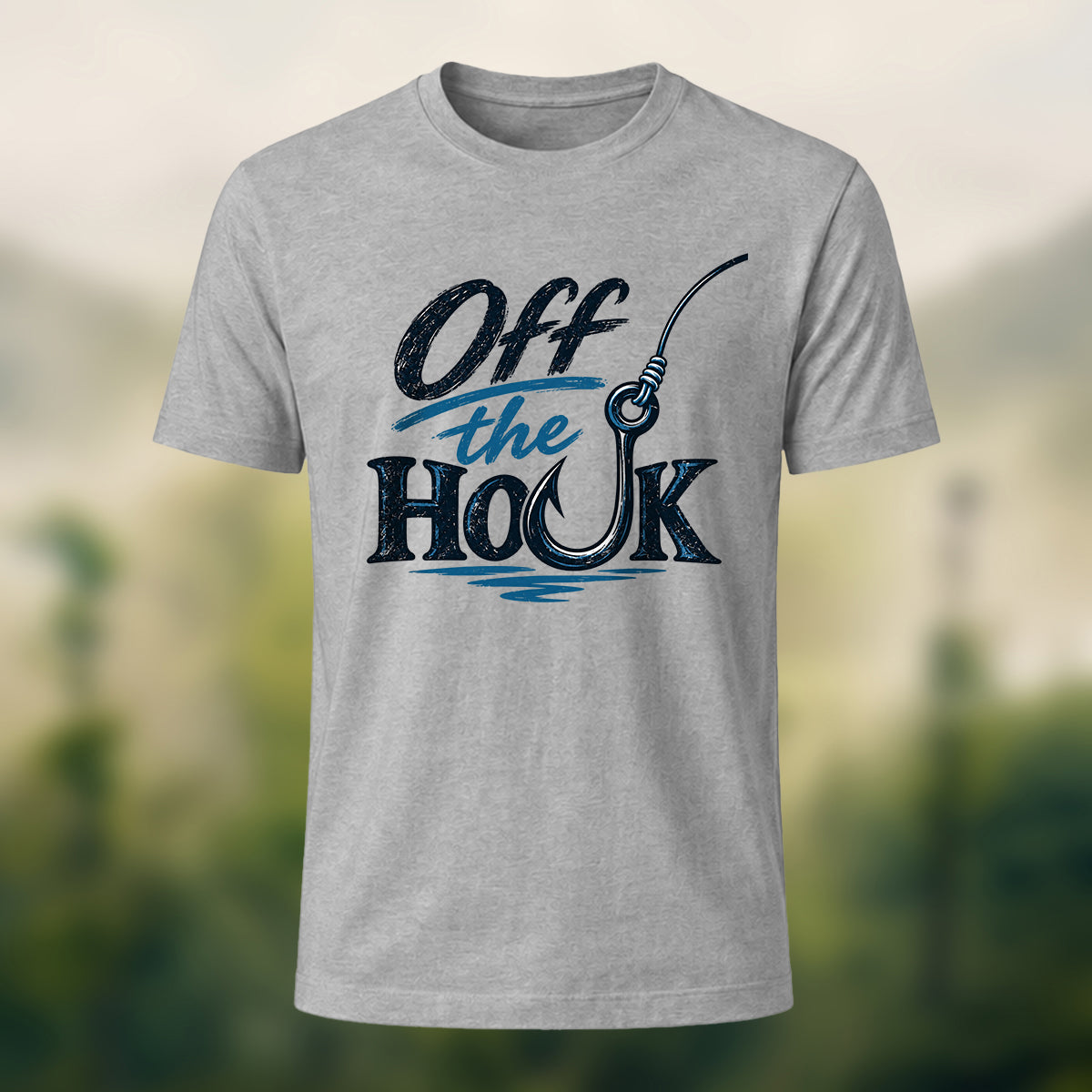 Vintage Fishing Hook Premium Cotton T-Shirt Heather Grey