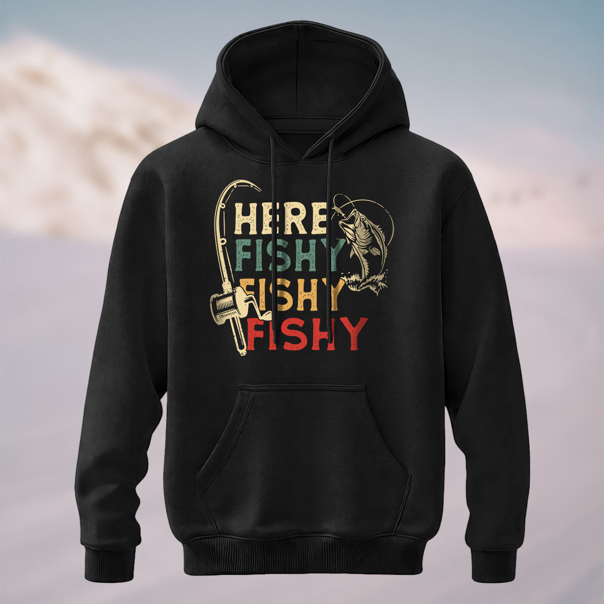 Cotton Made Retro Angler Humor Hoodie Black