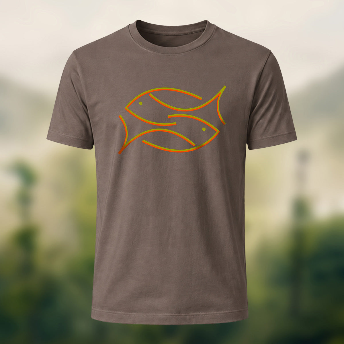 Ocean Abstract Fish Premium Cotton T-Shirt Coffee