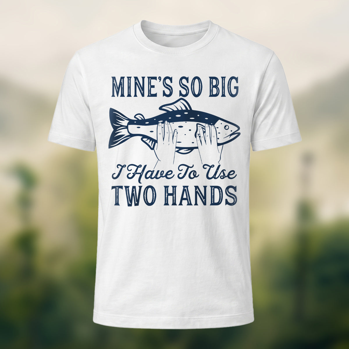 Big Fish in Hand Pattern Daily Cotton T-shirt White