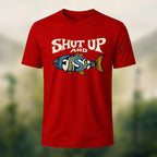 Vintage Fishing Humor Soft Cotton T-Shirt Red