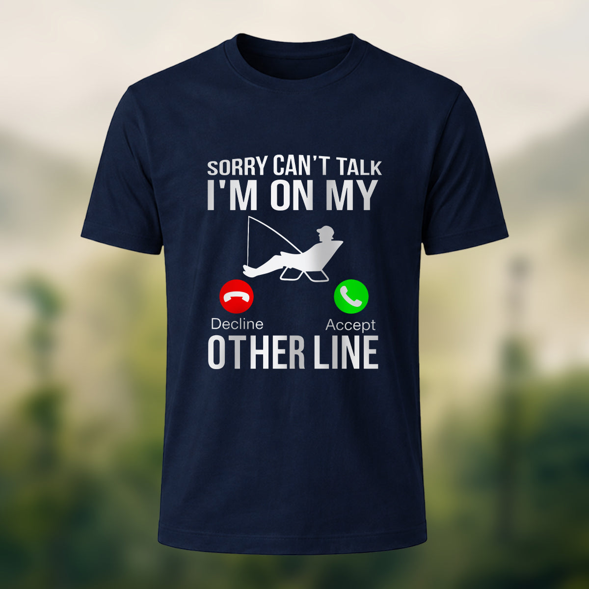Fishing Obsessed Print Skin-friendly Cotton T-shirt Navy