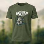Classic Angler Print Combed Cotton T-Shirt Olive Green