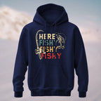 Cotton Made Retro Angler Humor Hoodie Navy