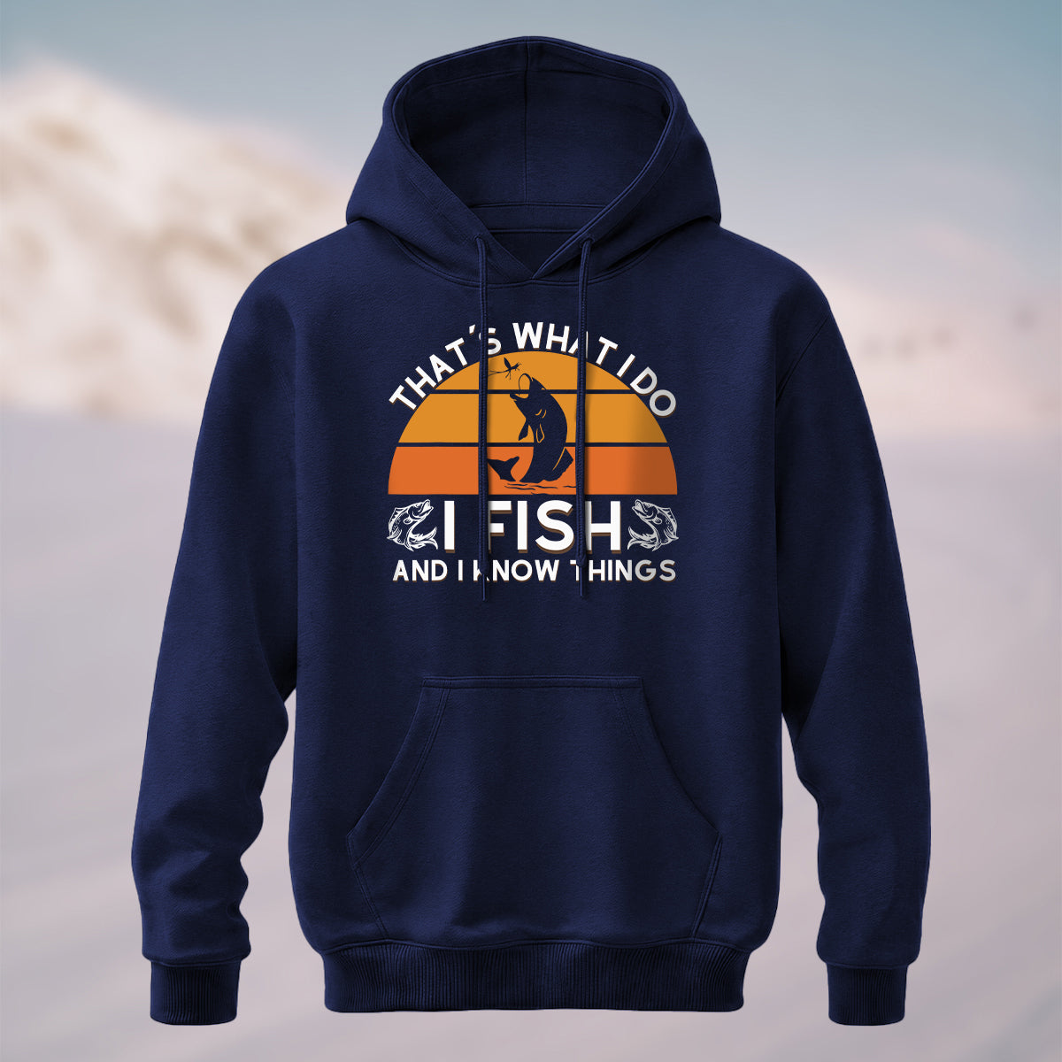 Cotton Made Retro Fishing Quote Hoodie Navy