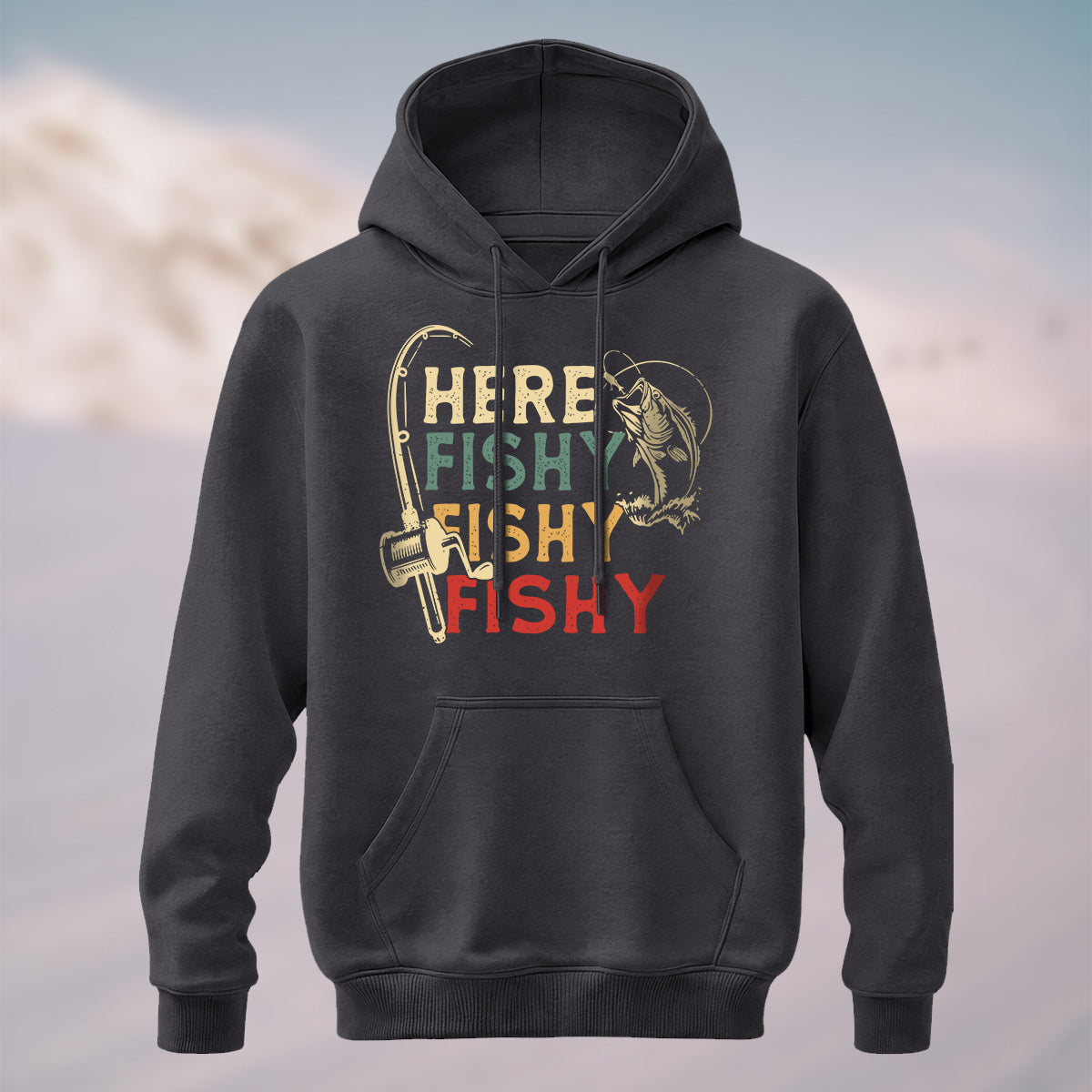 Cotton Made Retro Angler Humor Hoodie Charcoal