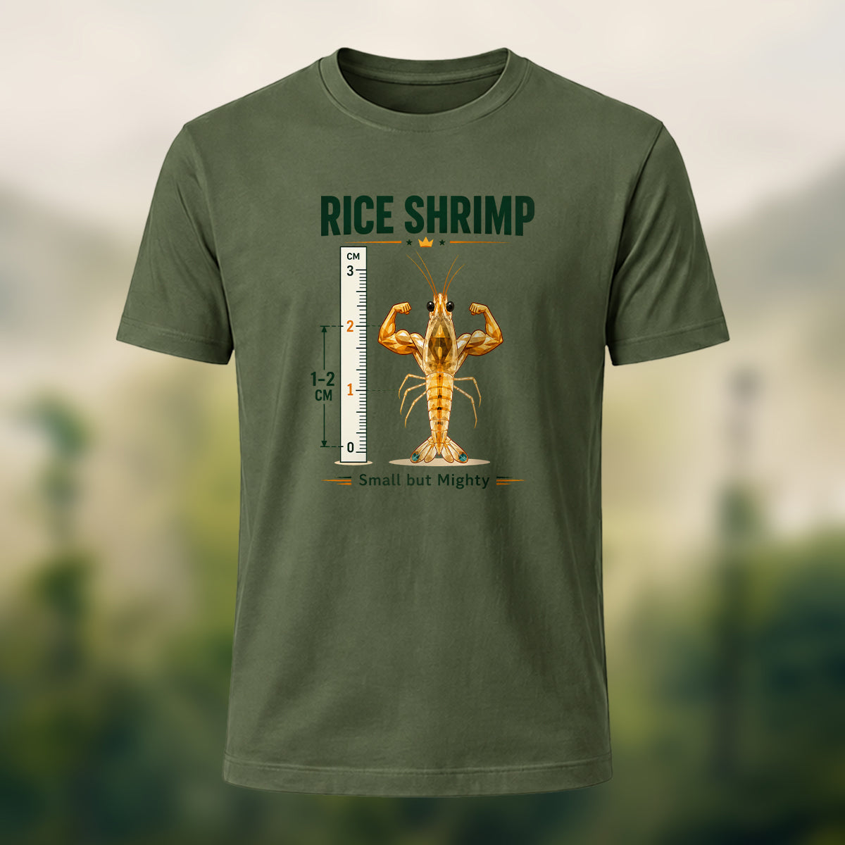 Cheeky Muscular Rice Shrimp Cotton T-Shirt Olive Green