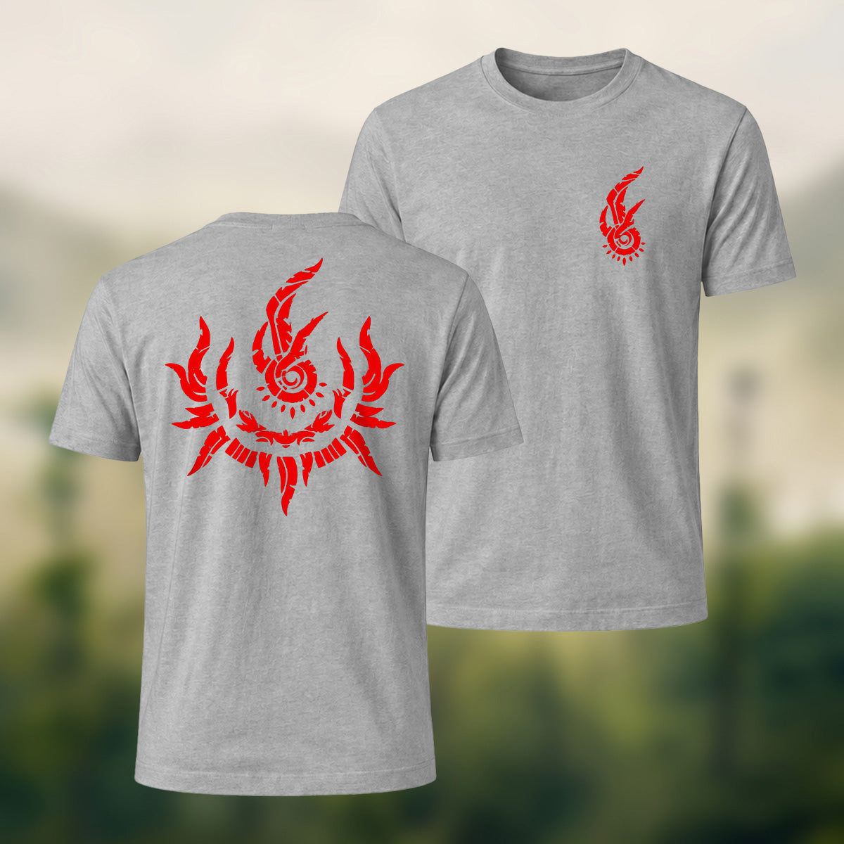 Bold Mystical Spiral Emblem Soft Cotton T-Shirt Heather Grey