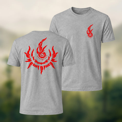 Bold Mystical Spiral Emblem Soft Cotton T-Shirt Heather Grey
