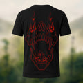 Striking Crimson Fanged Skull Combed Cotton T-Shirt Black