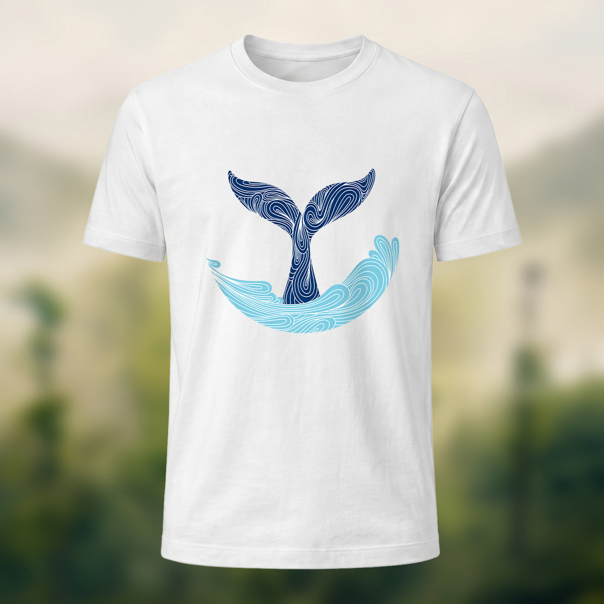 Minimalist Fluid Whale Tail Premium Cotton Tee White