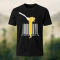 Pasta Barcode Print Casual Cotton T-Shirt Black