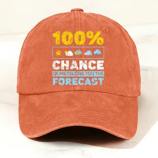 Retro Funny Weather Forecast Baseball Cap Orange