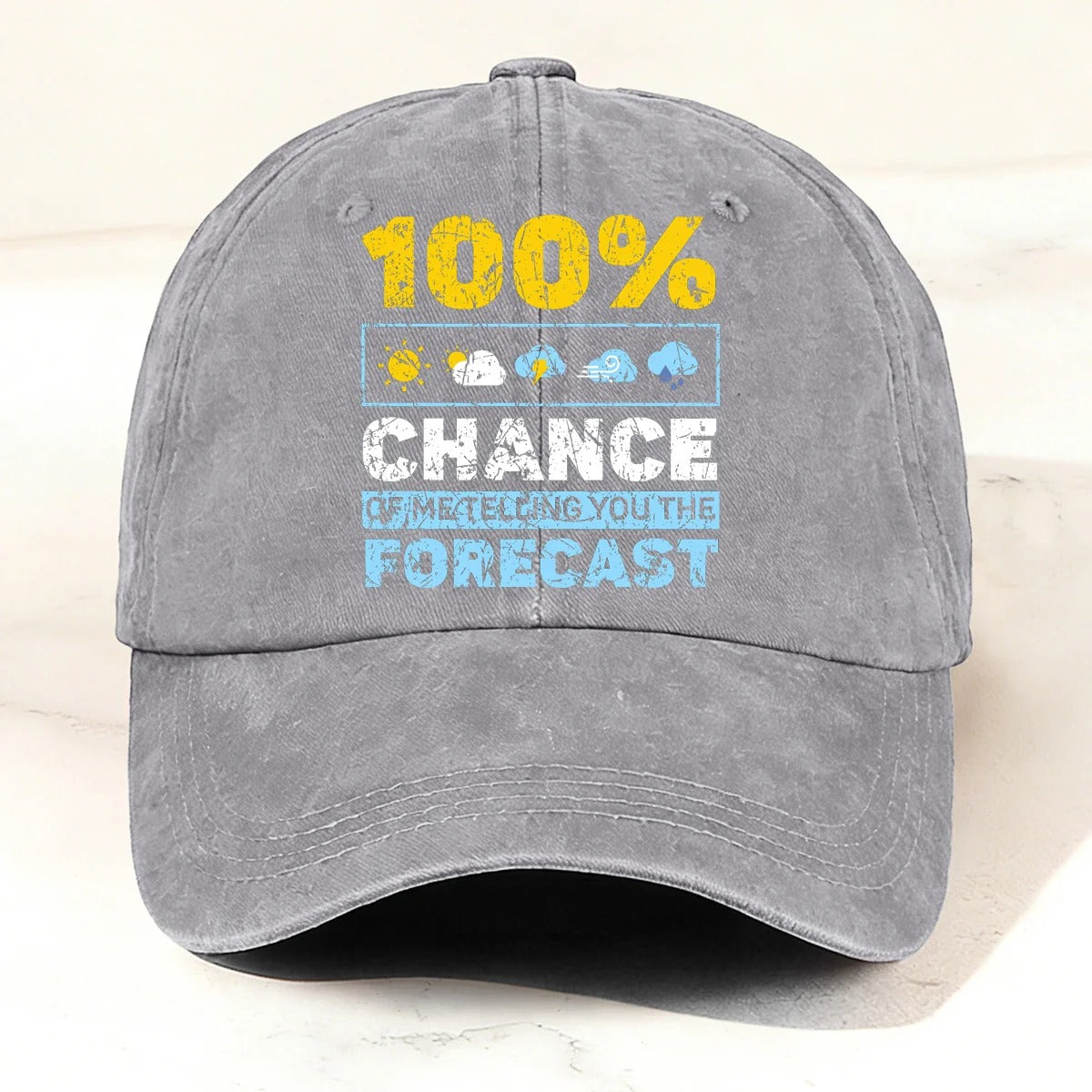 Retro Funny Weather Forecast Baseball Cap Grey