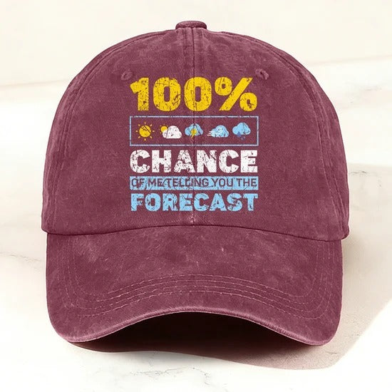 Retro Funny Weather Forecast Baseball Cap Claret