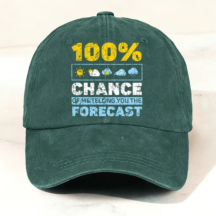 Retro Funny Weather Forecast Baseball Cap Dark Green
