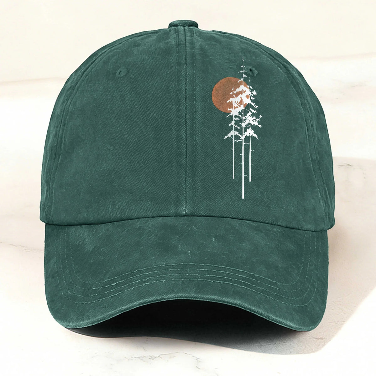 Outdoor Forest Washed Cotton Baseball Cap Dark Green
