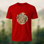Artistic Tree Ring Topography Premium Cotton Tee Red