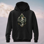 Cotton Made Artistic Mountain Crest Hoodie Black