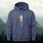 Cotton Made Tree Silhouettes Round Sun Print Hoodie Dusty Blue