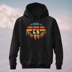Cotton Made Vintage Mountain Forest Hoodie Black