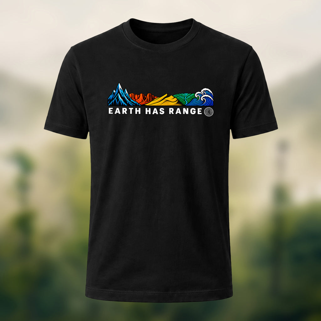 Artistic Earth Has Range Scenic Soft Cotton Tee Black