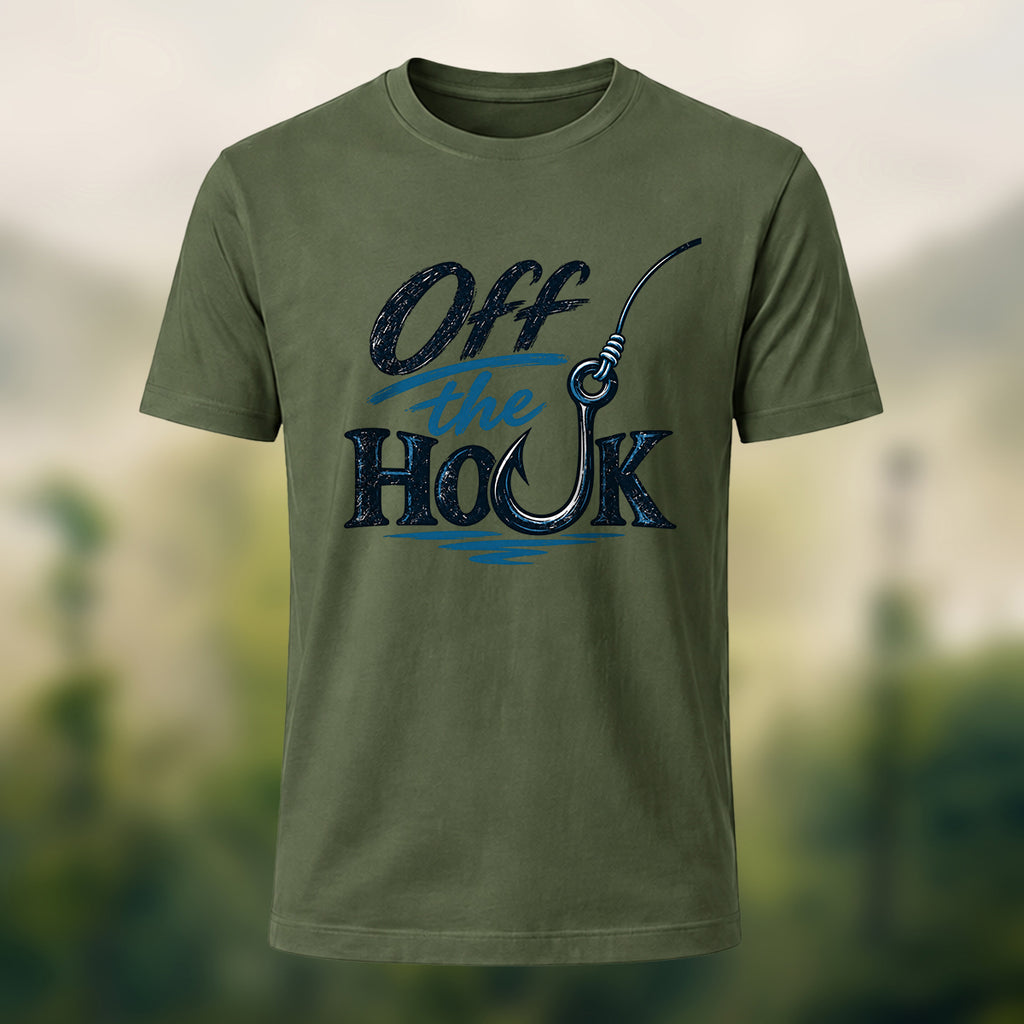 Vintage Fishing Hook Premium Cotton T-Shirt Olive Green