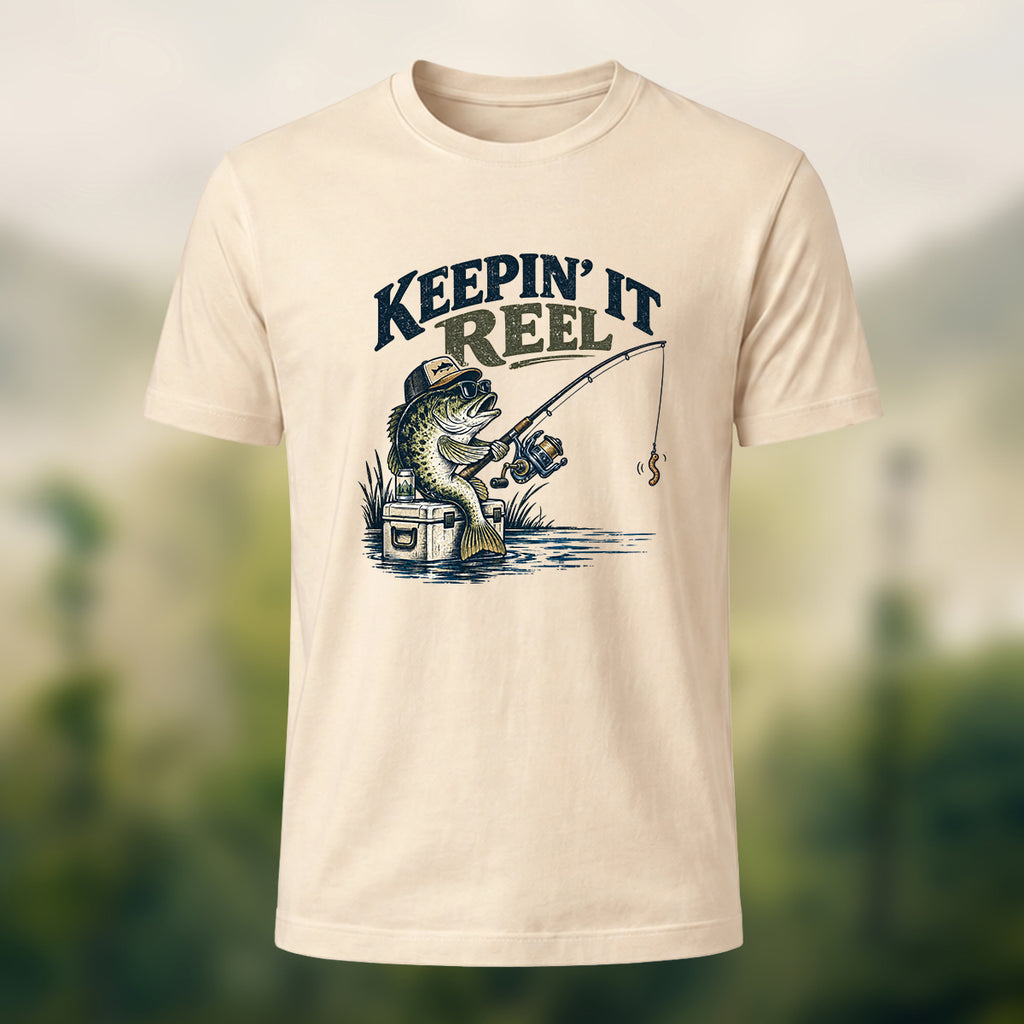 Classic Angler Print Combed Cotton T-Shirt Beige