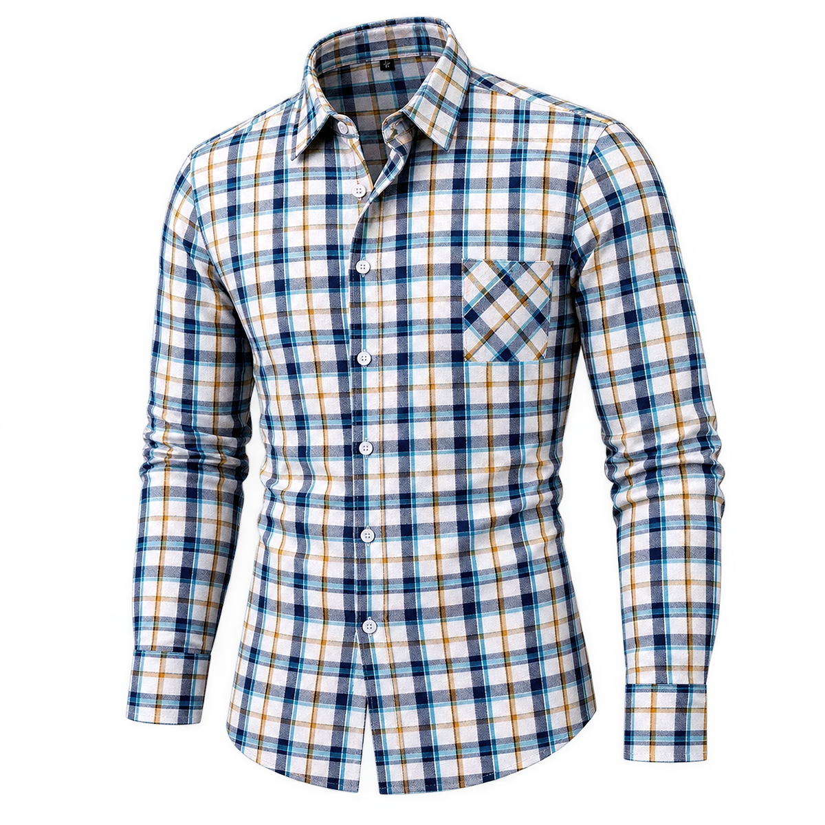 Retro Plaid Soft Cotton Button-Down Shirt 03