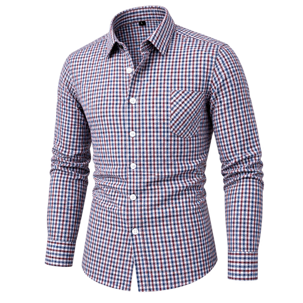 Retro Plaid Soft Cotton Button-Down Shirt 06