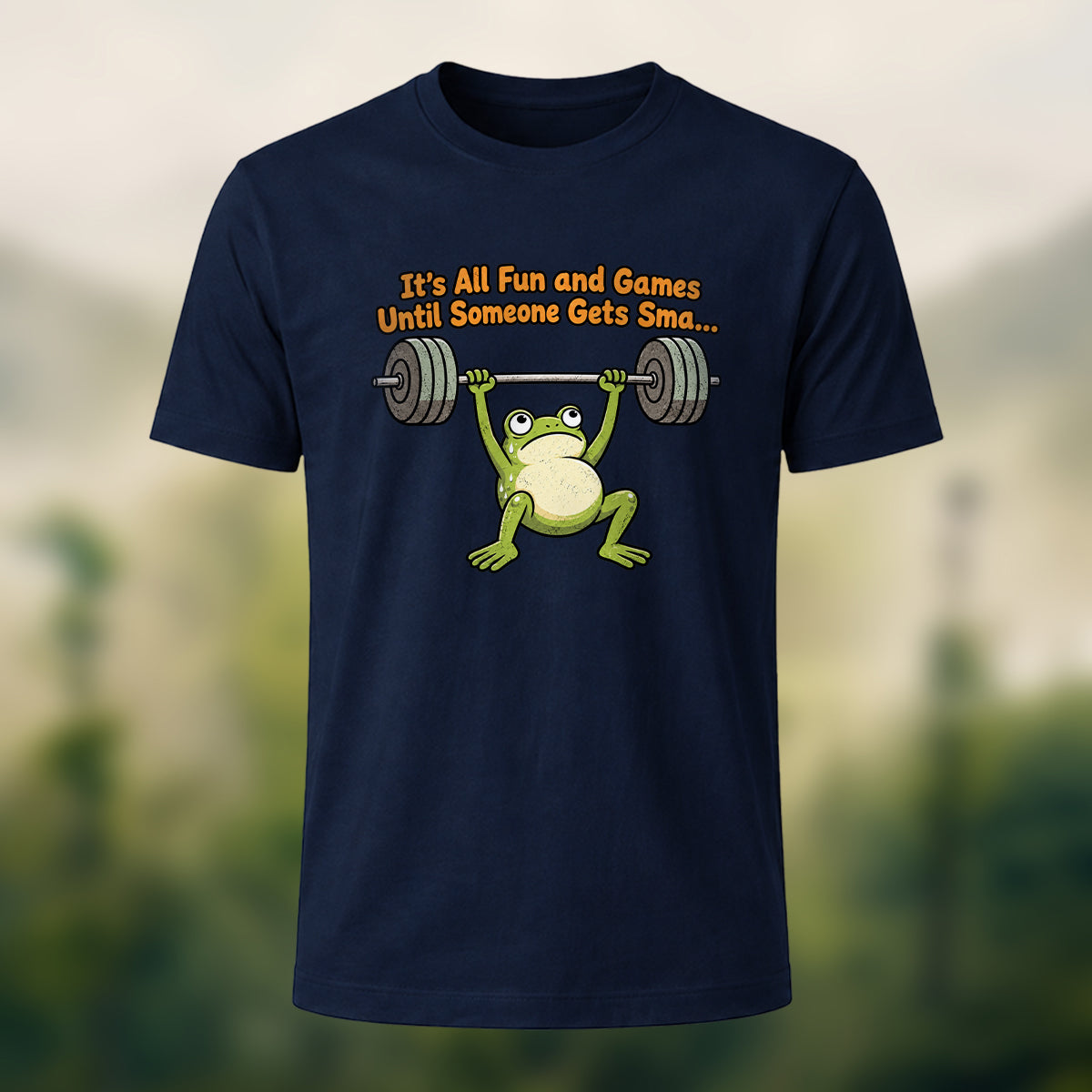 Lighthearted Fitness Frog Soft Cotton T-Shirt Navy