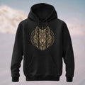 Cotton Made Norse Viking Wolf Hoodie Black