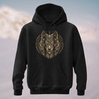 Cotton Made Norse Viking Wolf Hoodie Black