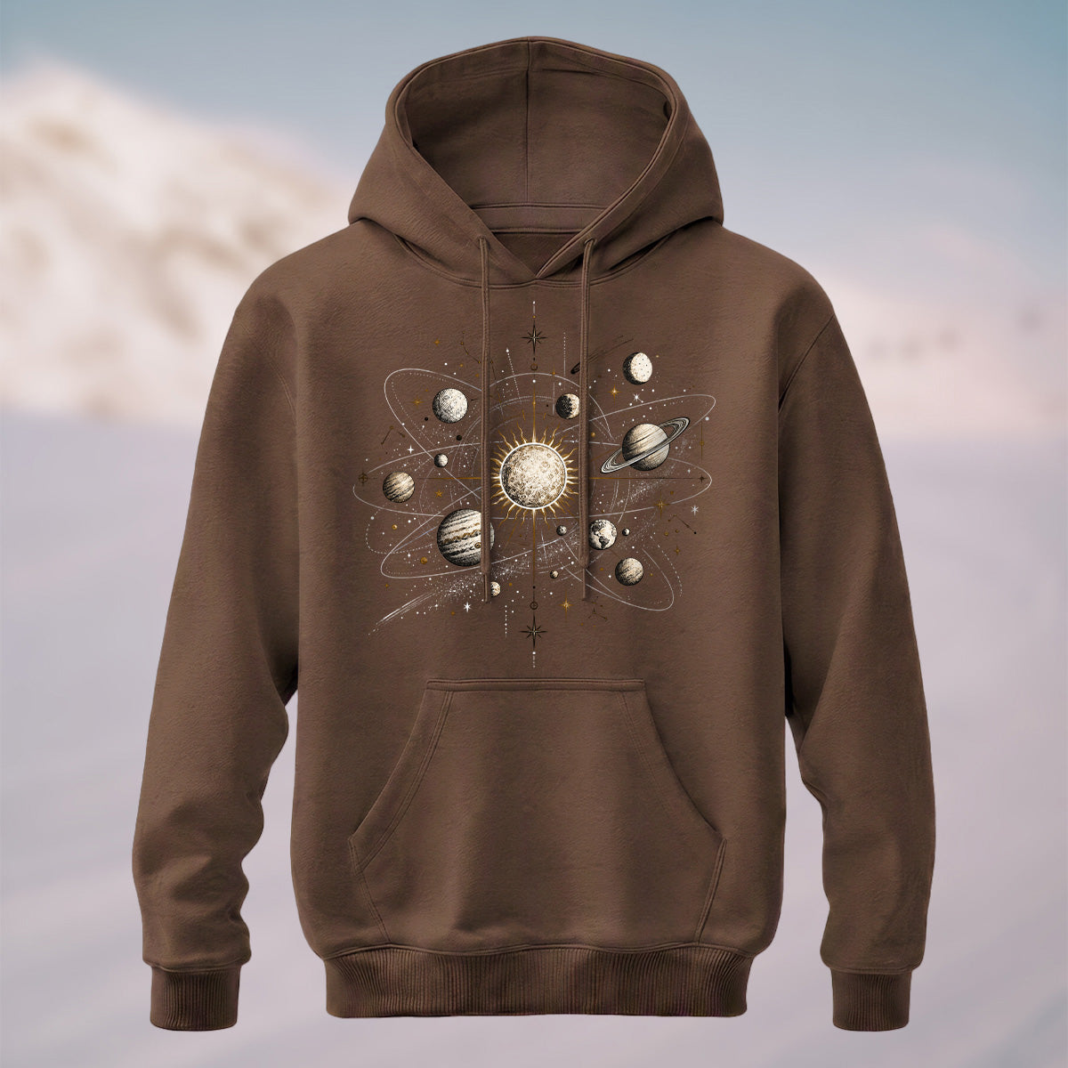 Cotton Made Mystical Solar System Hoodie Coffee