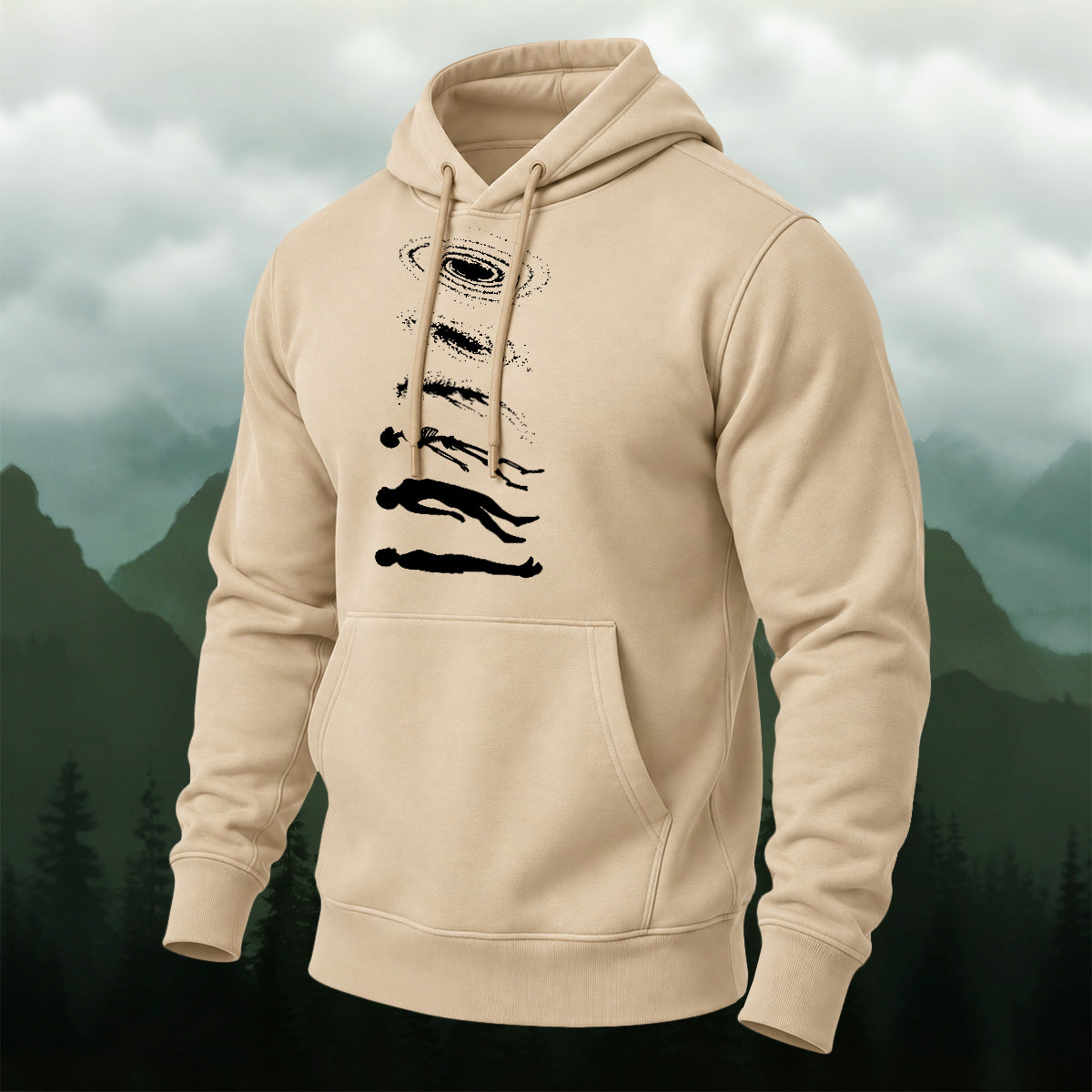 Cotton Made Mystical Galaxy Pattern Hoodie Beige