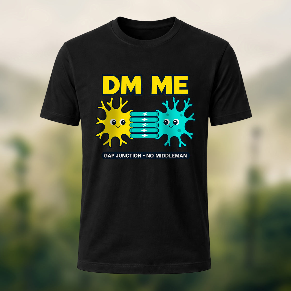 Geeky Neuron Print Premium Cotton T-Shirt Black
