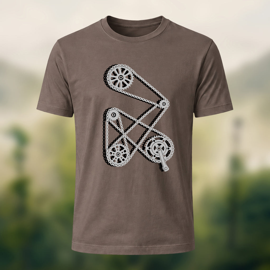Mechanical Bicycle Chain Premium Cotton T-Shirt Coffee