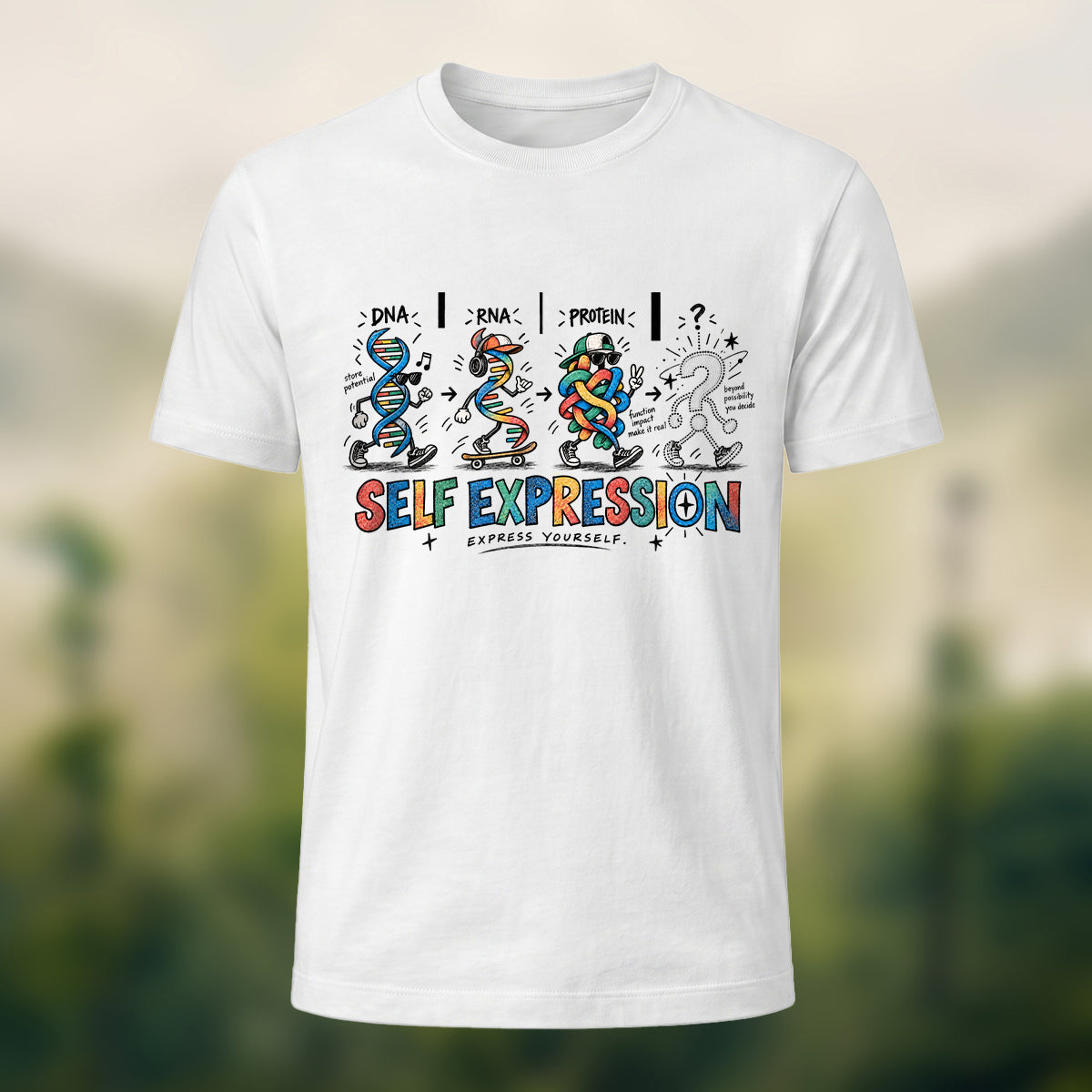 Gene Expression Print Casual Cotton T-Shirt White