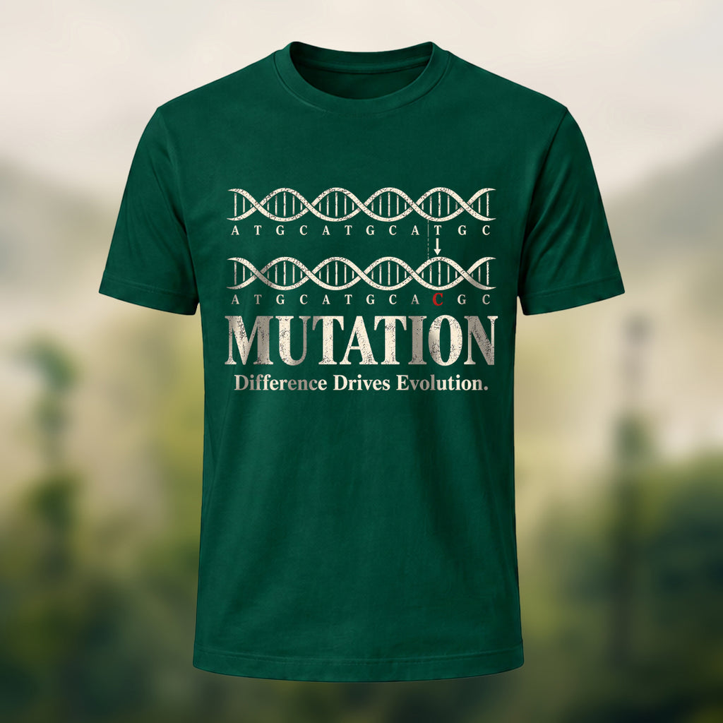 DNA Mutation Print Casual Soft Cotton T-Shirt Forest Green