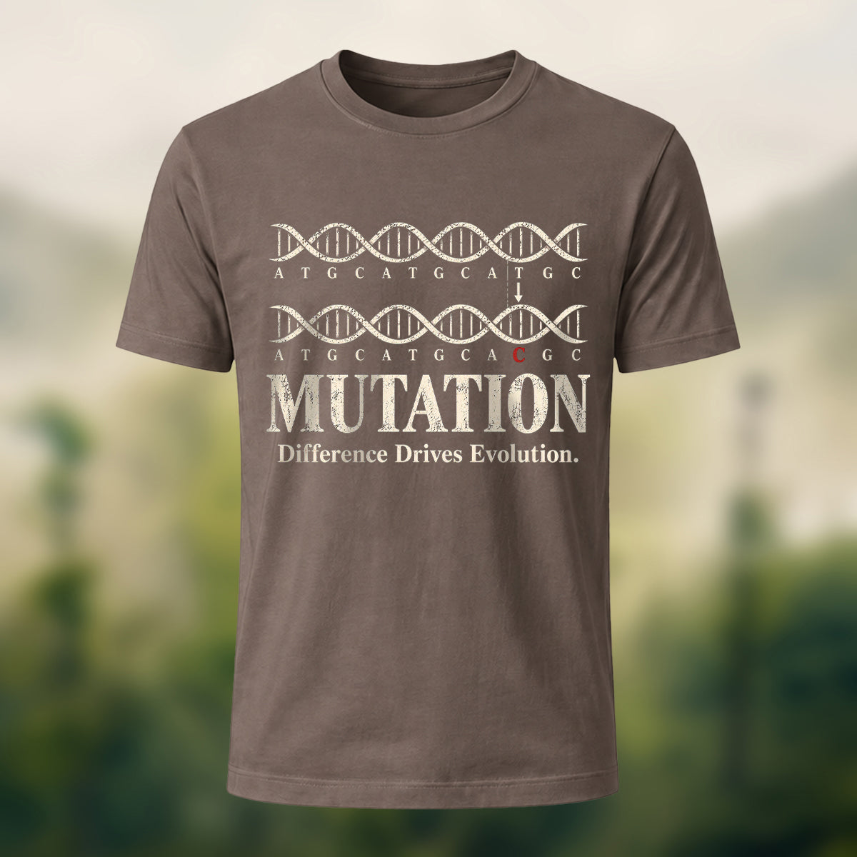 DNA Mutation Print Casual Soft Cotton T-Shirt Coffee