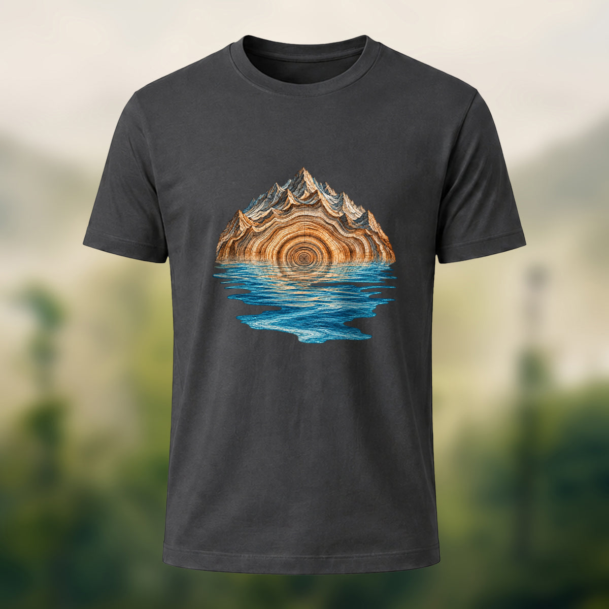 Geological Mountain Premium Cotton T-Shirt Charcoal