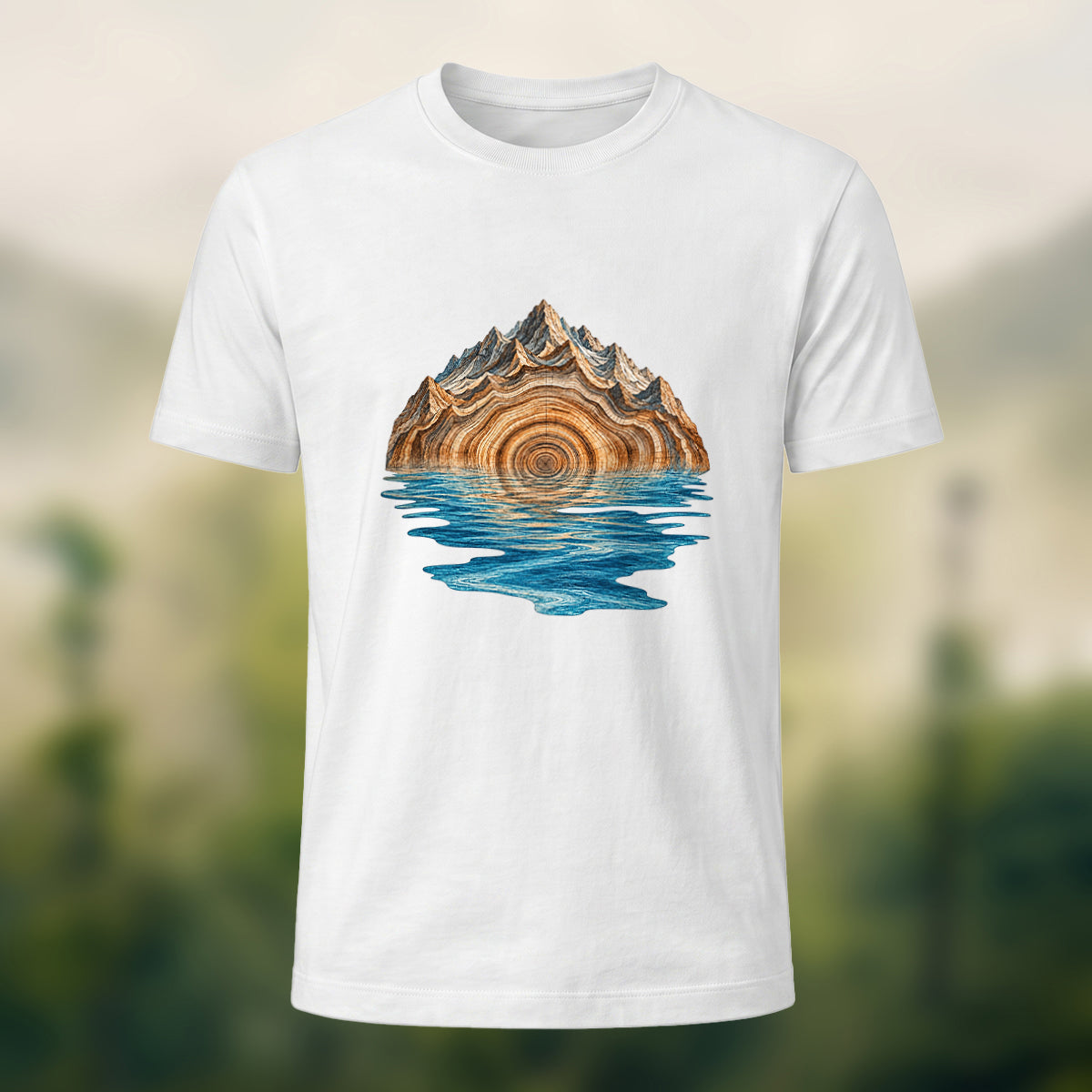 Geological Mountain Premium Cotton T-Shirt White
