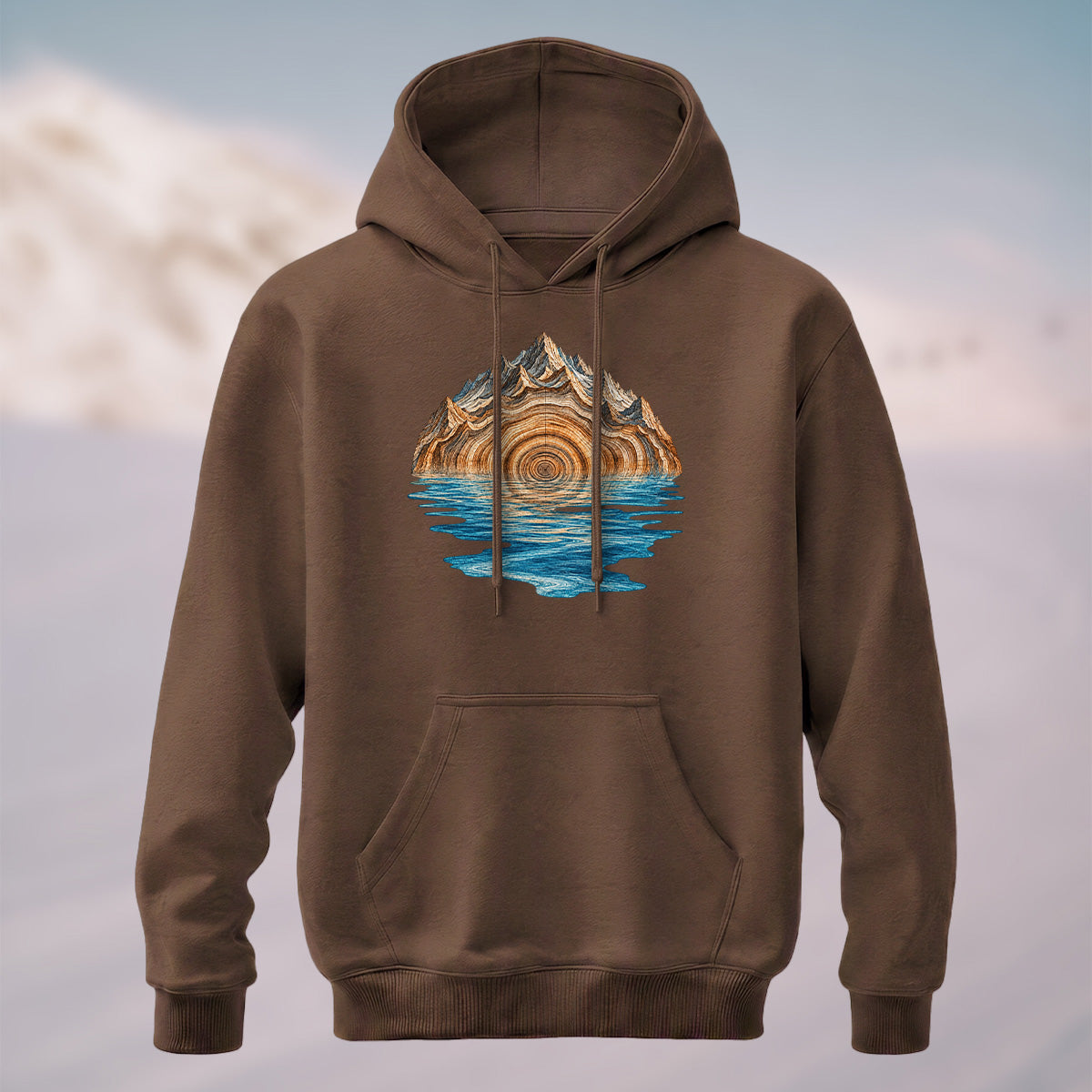Cotton Made Natural Tree Ring Reflection Hoodie Coffee
