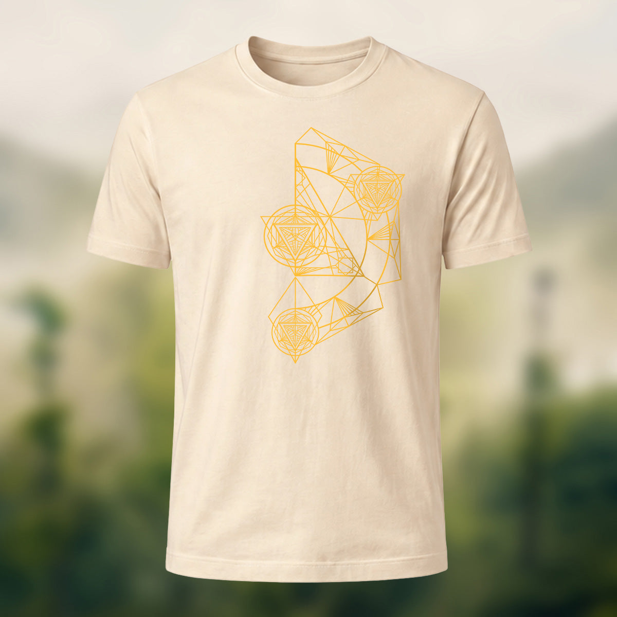 Intricate Abstract Geometric Premium Cotton T-Shirt Beige