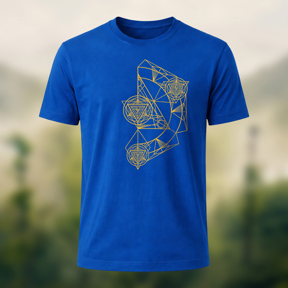 Intricate Abstract Geometric Premium Cotton T-Shirt Royal Blue