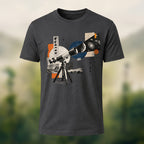 Vintage Stargazing Telescope Combed Cotton T-Shirt Charcoal
