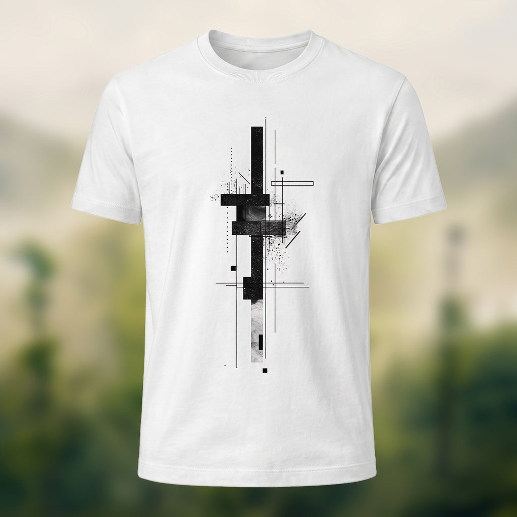 Minimalist Geometric Print Casual Cotton T-Shirt White