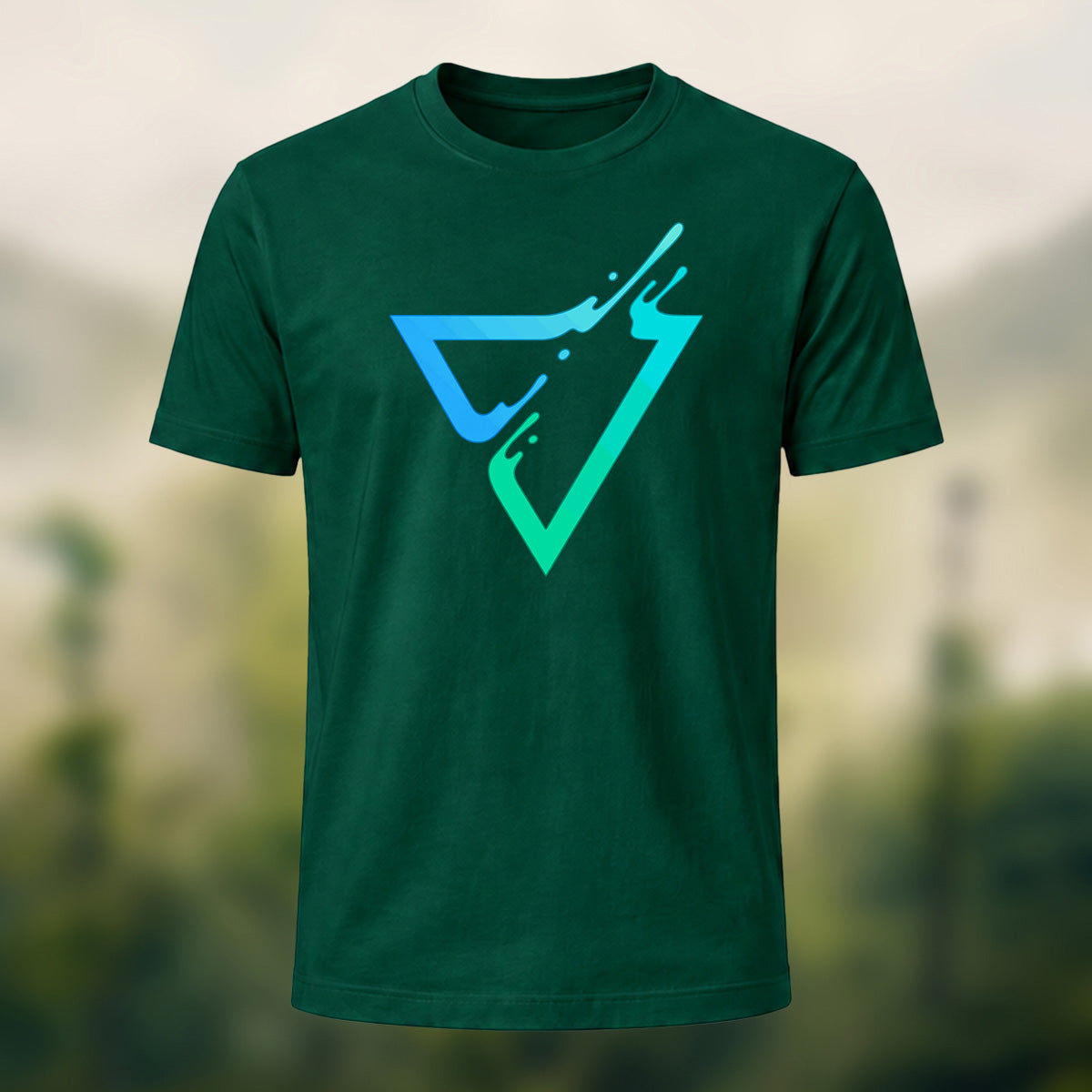 Minimal Triangle Print Soft Cotton T-Shirt Forest Green